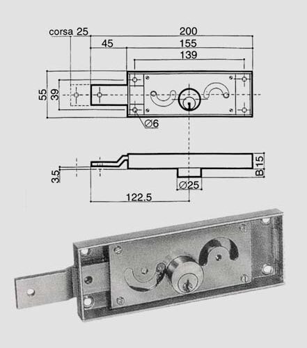 serrature Pref.Per Serrande laterali 6412/a412 Sper