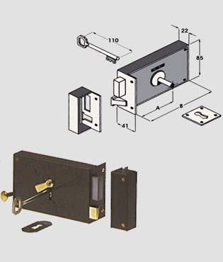 serrature per portoncino da applicare a 4 molle 175/50 Destra