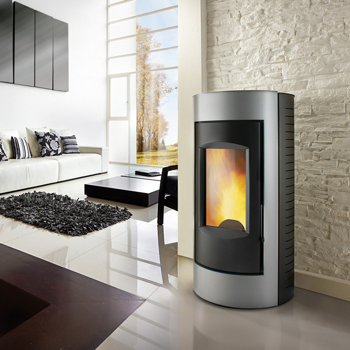 Montegrappa – Stufa a Pellet Ring da 9 kw con rivestimento in acciaio