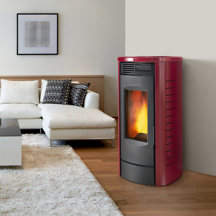 Montegrappa – Stufa a Pellet Top da 6 kw con rivestimento in acciaio e coperchio in ceramica