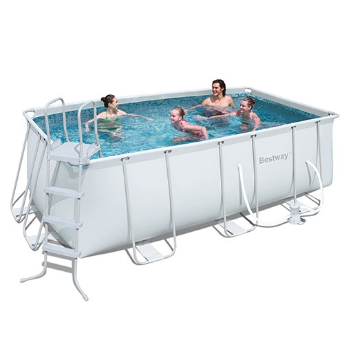 BESTWAY – Piscina Ultra Frame Rettangolare 412x201x122 cm + Pompa filtro + Scaletta