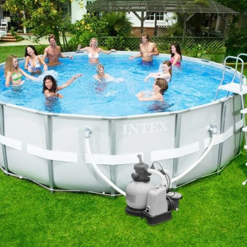 INTEX - Piscina Ultra Frame Rotonda 549x132 cm con pompa a sabbia + accessori