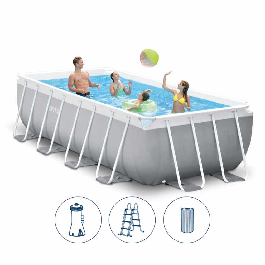 INTEX – Piscina Frame Rettangolare Prisma 400x200x100 cm con pompa filtro + scaletta - cod. 26788
