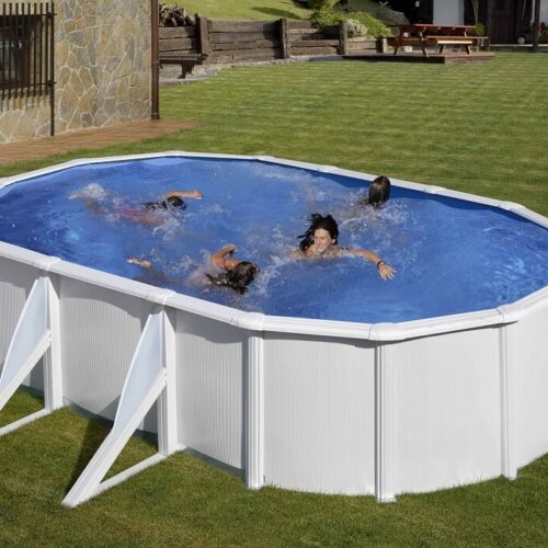 New Plast – Piscina Caribe Ovale 635 x 390 x 120 cm con filtro a sabbia ed accessori