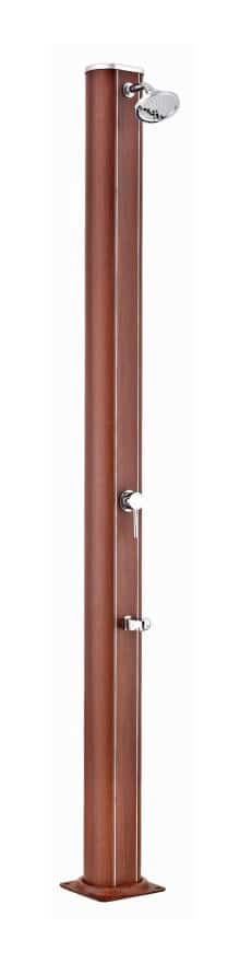 GRE - Doccia solare rotonda in alluminio da 32 litri con rubinetto lavapiedi