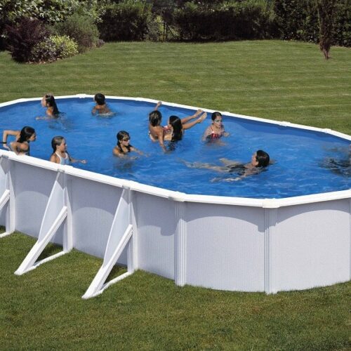 New Plast – Piscina Caribe Ovale 755 x 390 x 120 cm con filtro a sabbia ed accessori