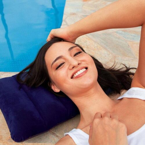 INTEX - Cuscino camping floccato blu 43x28x9 cm - immagine 2