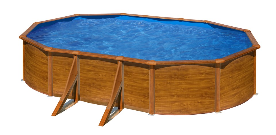 GRE – Piscina Fuori Terra Ovale PACIFIC 500 – 500x300x120 cm con decorazione legno