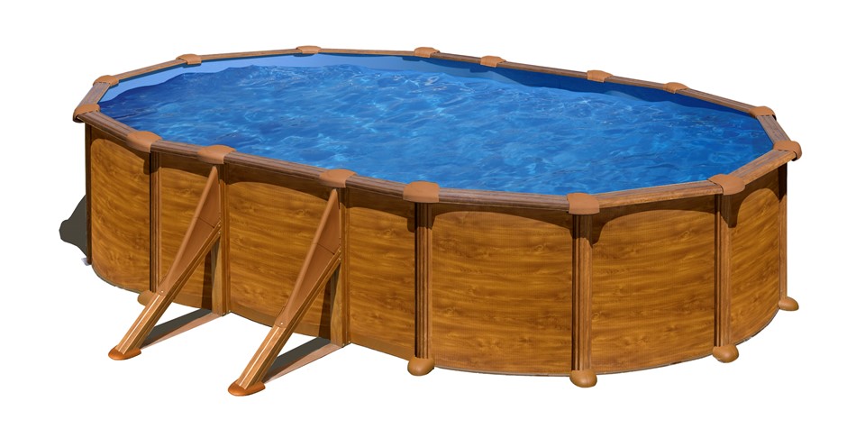 GRE – Piscina Fuori Terra Ovale MAURITIUS 500 – 500x300x132 cm con decorazione legno
