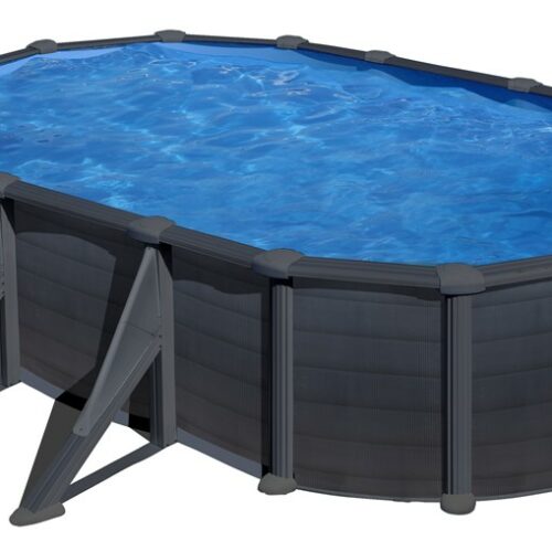 GRE - Piscina Fuori Terra Ovale GRANADA 500 - 500x300x132 cm con decorazione grafite