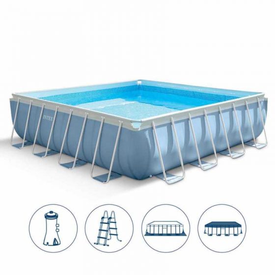 INTEX – Piscina Prisma Frame Quadrata 427x427x107 cm con pompa filtro + accessori – cod. 28764