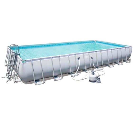 BESTWAY – Piscina Ultra Frame Rettangolare 956x488x132 cm + Filtro  a Sabbia + Accessori