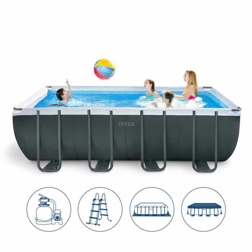 INTEX – Piscina Ultra XTR Frame Rettangolare 549x274x132 cm con pompa filtro a sabbia + accessori – cod. 26356