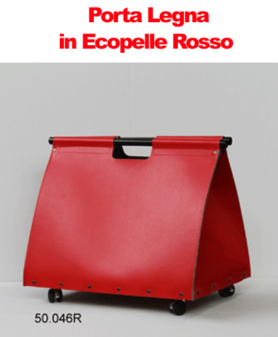 Porta Legna in Ecopelle Rosso - H50 x L55 x P40 cm