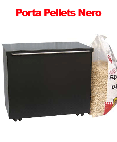 Porta Pellets Nero - L58 x P40 x H49 cm - Centro Benedetti