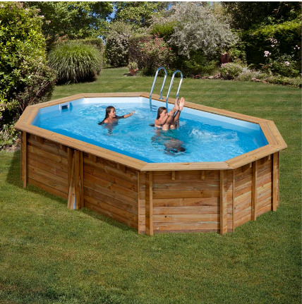 GRE – Piscina Cannelle Ovale in legno – 551x351x119 cm