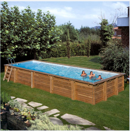 GRE – Piscina Mint Rettangolare in legno con sistema Omega – 1018x427x146 cm