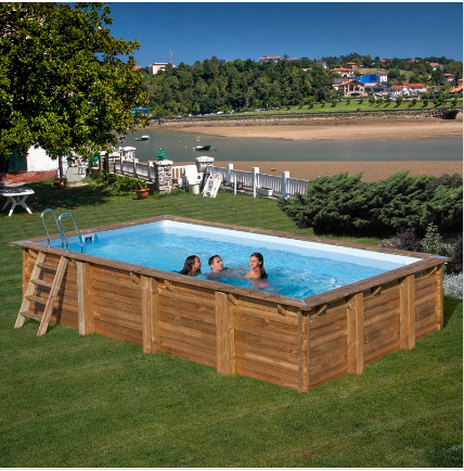GRE – Piscina Evora Rettangolare in legno con sistema Omega – 620x420x133 cm