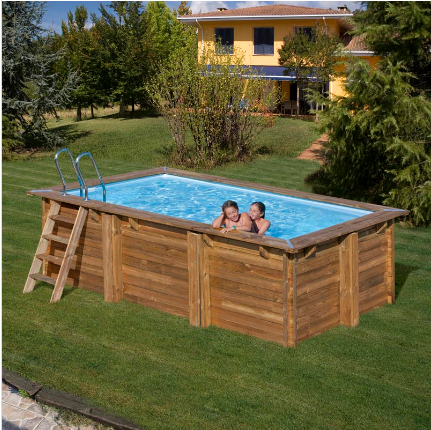 GRE – Piscina Marbella Rettangolare in legno con sistema Omega – 427x277x119 cm