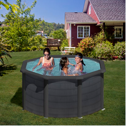GRE – Piscina Fuori Terra Rotonda KEA 240 – 240×120 cm con decorazione grafite