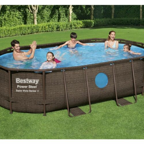 BESTWAY – Piscina Power Steel Oblo' 427x250x100 Cm – Effetto Rattan - immagine 2